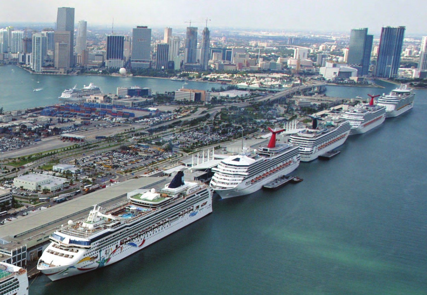Cruise ships docked at PortMiami